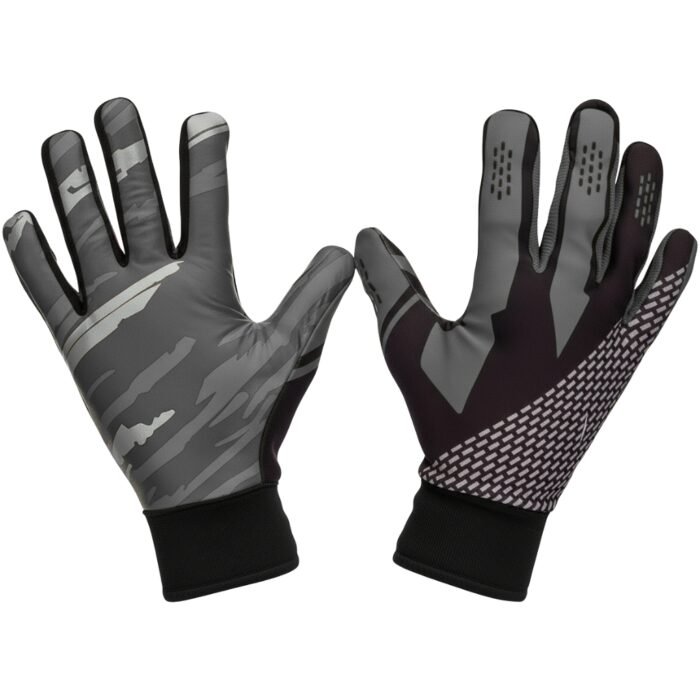 Basketball training gloves pair with grip padding and finger openings shown from angled close-up view.