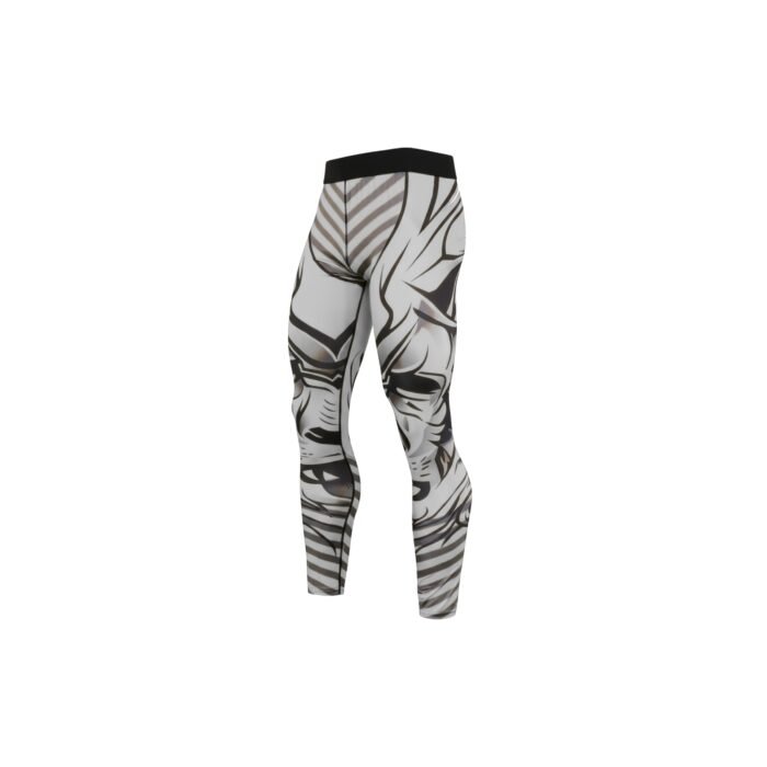 Bianco white basketball compression legging tights shown flat on a plain background, highlighting full-length design and elastic waistband.