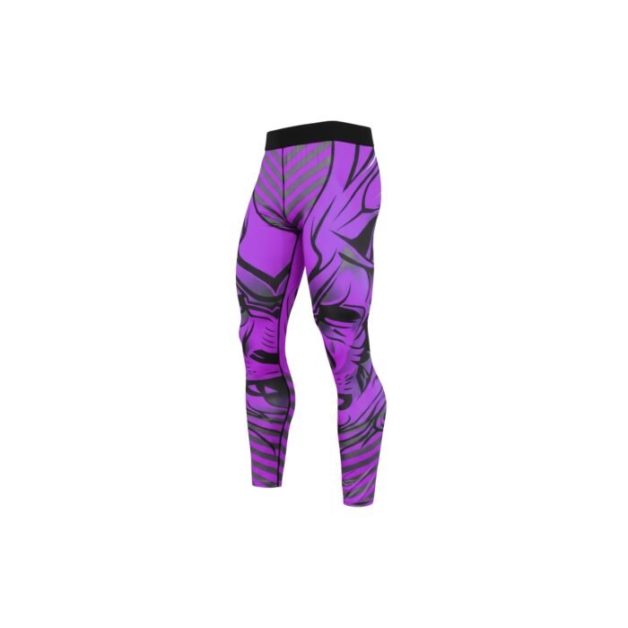 Viola brillante purple basketball compression legging tights shown flat on a plain background, highlighting full-length design and elastic waistband.