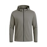 Front view of basketball lightweight jacket on model, showing full zip front and athletic slim fit.