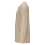 Side view of a beige long-sleeve shirt with a simple and clean design.