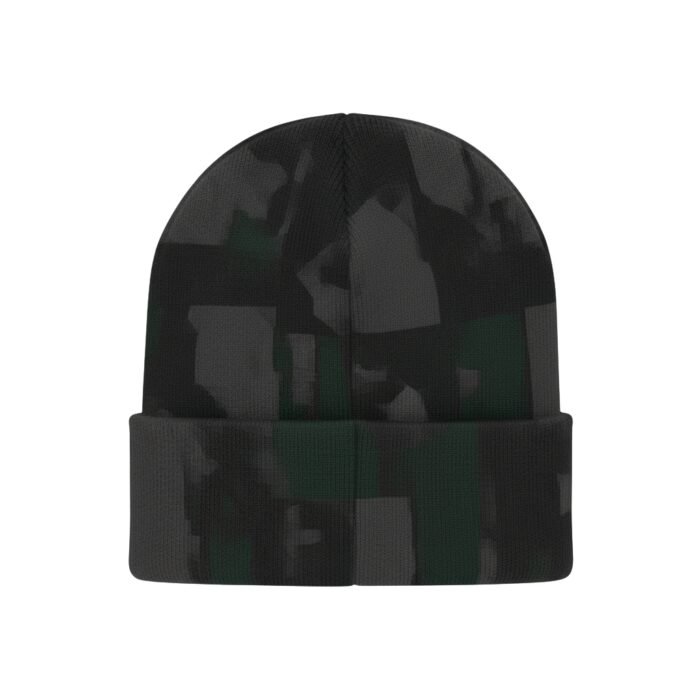 MMA beanie with dark camo knit texture and folded cuff