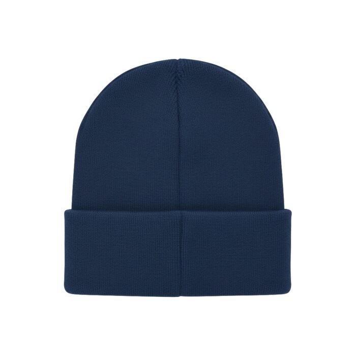 Navy knit beanie with folded cuff