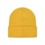 Mustard yellow knit beanie with folded cuff