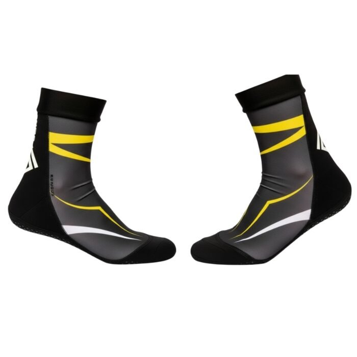 Black MMA-style ankle socks with yellow stripe graphic accents.