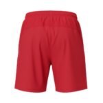 Red men's badminton shorts with elastic waistband.