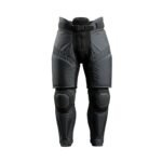 Black tactical padded pants with integrated knee protection and adjustable belt