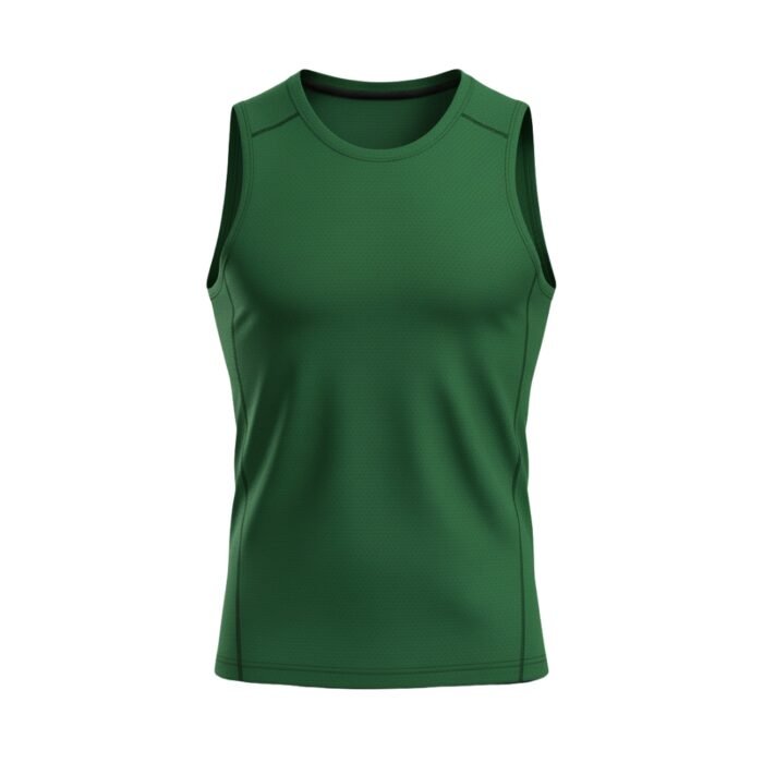 Green sleeveless athletic shirt.