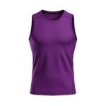 Purple sleeveless athletic shirt.