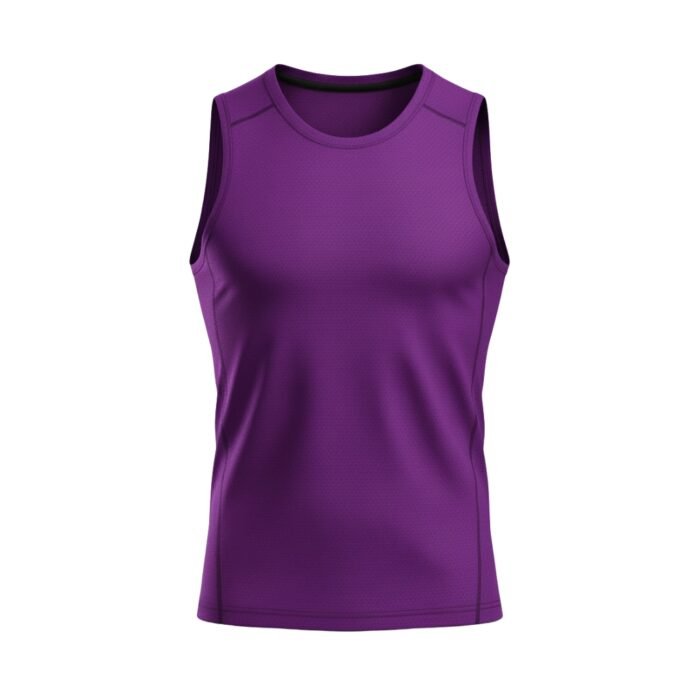 Purple sleeveless athletic shirt.