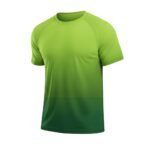 Lime green athletic t-shirt on a white background with a crew neckline