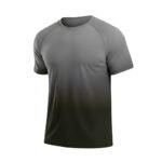 Gray crew-neck short sleeve T-shirt with light-to-dark vertical gradient, displayed on white background.