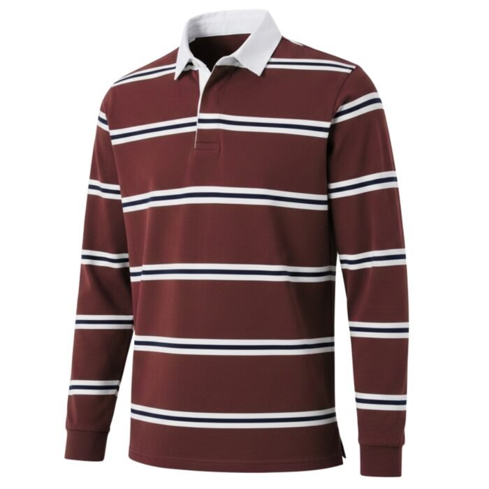 Premium Mens Rugby Long Sleeve Shirt with Fleece Lining - Image 7
