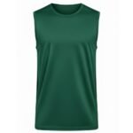 Men’s green sleeveless rugby tank top with a crew neckline, shown from the front in a studio cutout on a plain white background.
