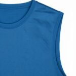 Men’s blue sleeveless rugby tank top with a crew neckline, shown from the front in a studio cutout on a plain white background.