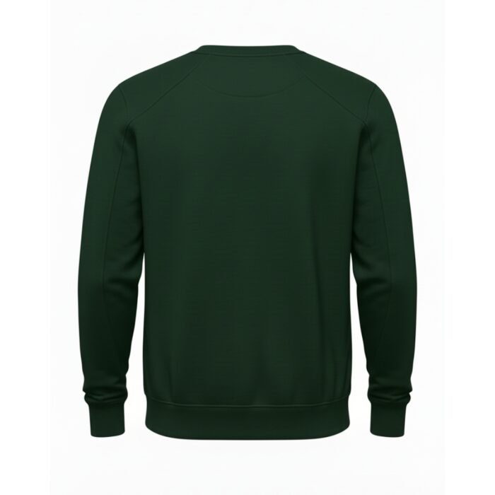 Dark green crewneck sweatshirt with long sleeves on a white background