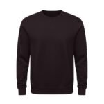 Dark brown crewneck sweatshirt with long sleeves on a white background