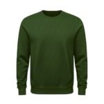 Green crewneck sweatshirt with long sleeves on a white background