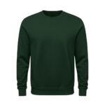Dark green rugby sweatshirt with crew neck and long sleeves.