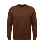Brown crewneck sweatshirt with long sleeves on a white background