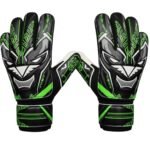 Back view of soccer goalkeeper gloves showing the hand and wrist design on a plain background.