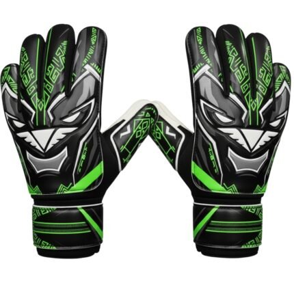 Back view of soccer goalkeeper gloves showing the hand and wrist design on a plain background.