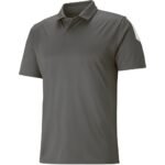 Dark gray short-sleeve polo shirt with a clean front view on a white background.