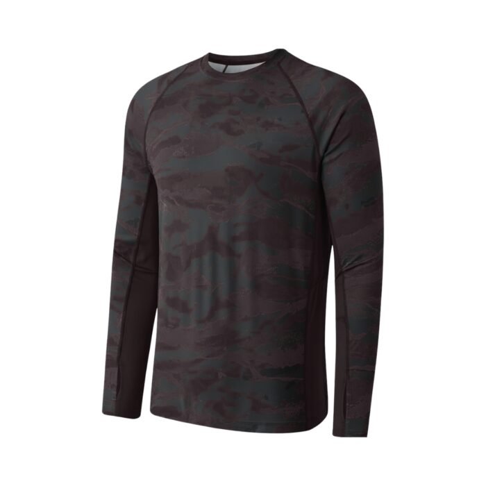 Black camouflage long-sleeve crew-neck shirt