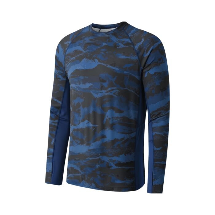 Blue camo long-sleeve crew-neck shirt