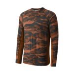 Rust and black camo long-sleeve crew-neck shirt
