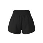 Black women’s athletic shorts with an elastic waistband, shown from the front.
