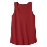 Red sleeveless tank top with a scoop neckline and a relaxed straight hem