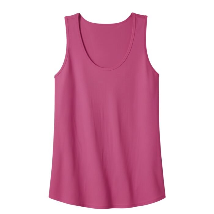 Fuchsia pink sleeveless tank top with a scoop neckline and relaxed straight hem