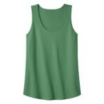 Green sleeveless tank top with a scoop neckline.