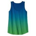 Teal-to-green gradient sleeveless tank top with a scoop neckline and racerback-style wide armholes.