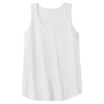 White sleeveless tank top with a scoop neckline and a classic straight hem.