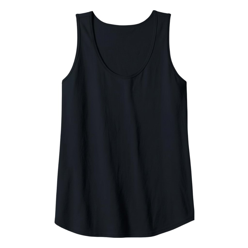 Womens Badminton Tank Top Black scoop-neck tank top with a racerback-style cut and smooth, draped fabric.
