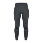 A pair of dark gray athletic leggings with stitched detailing, designed for active wear.