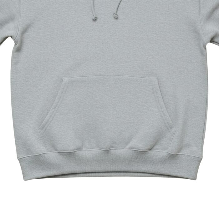 Close‑up view of a women’s basketball hoodie on a female model, focusing on the hood, neckline, and upper chest area.