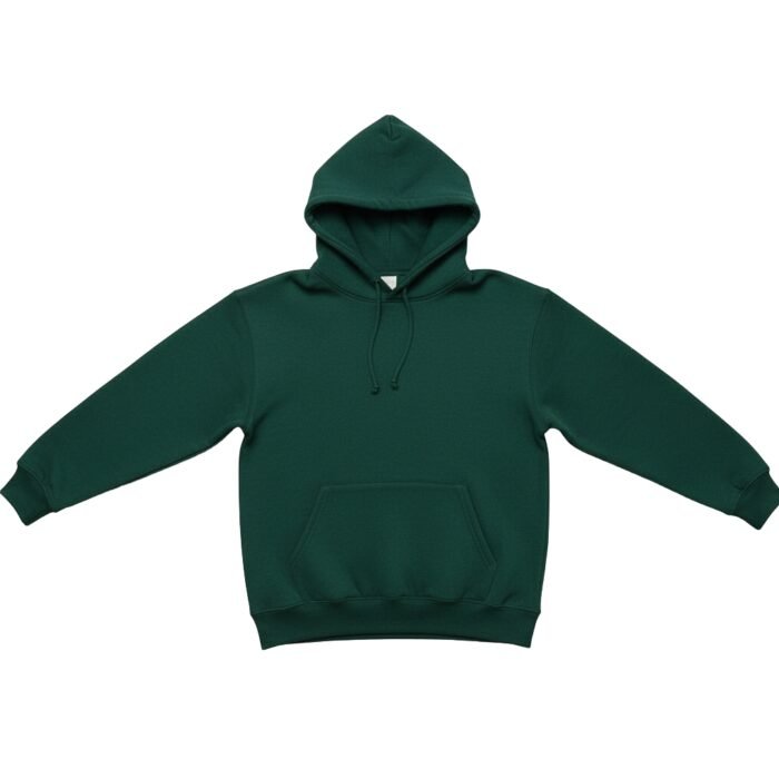 Women’s basketball hoodie shown from the front on a female model, highlighting the hood, front pocket, and relaxed athletic fit on a plain background.