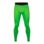 Men’s bright green rugby compression leggings with a black waistband, shown from the front on a plain white background.