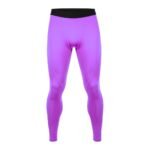 Men’s bright purple rugby compression leggings with a black waistband, shown from the front on a plain white background.