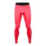 Men’s bright pink rugby compression leggings with a black waistband, shown from the front on a plain white background.