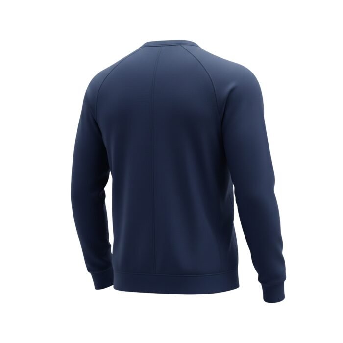 Navy blue soccer quarter-zip training top with long sleeves and a stand collar.