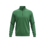 Green quarter-zip pullover with a stand collar and half-zip front closure.