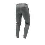 Back view of black soccer sweatpants with elastic waistband and cuffed ankles on a plain background.