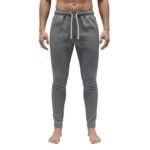 Full front view of black soccer sweatpants with elastic waistband and cuffed ankles on a plain background.