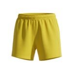 Full front view of women’s soccer shorts on a plain background.