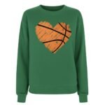 Women’s basketball fleece sweatshirt on model, front view showing full chest and torso fit.