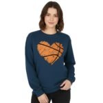 Women’s basketball fleece sweatshirt on model, full front view showing relaxed athletic fit.